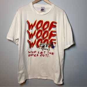 Vintage “Who Let The Dogs Out” Shirt Men’s XL Single Stitch White T-Shirt